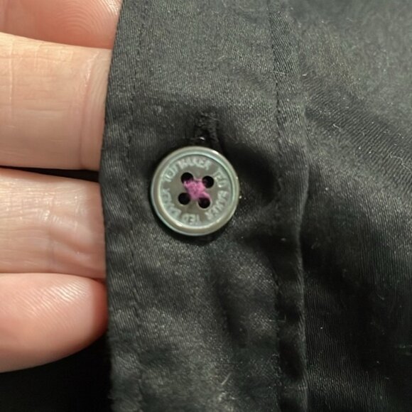 TED BAKER London Button Down Black w Blue Paisley Cuff Collar Shirt Size S - Picture 9 of 10